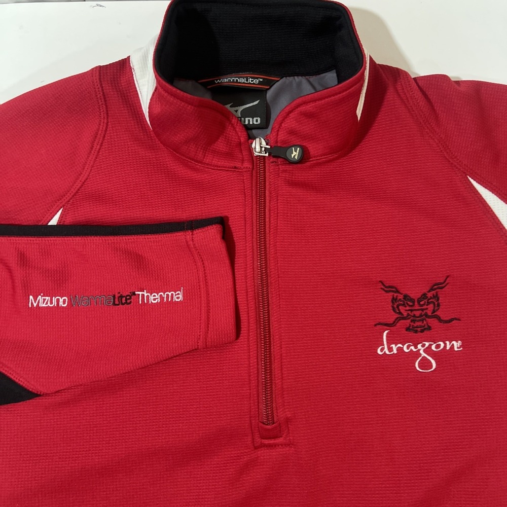 Mizuno WArmalite Thermal  Mens Red Black White 1/4‎  Zip Long Sleeve Dragon XL